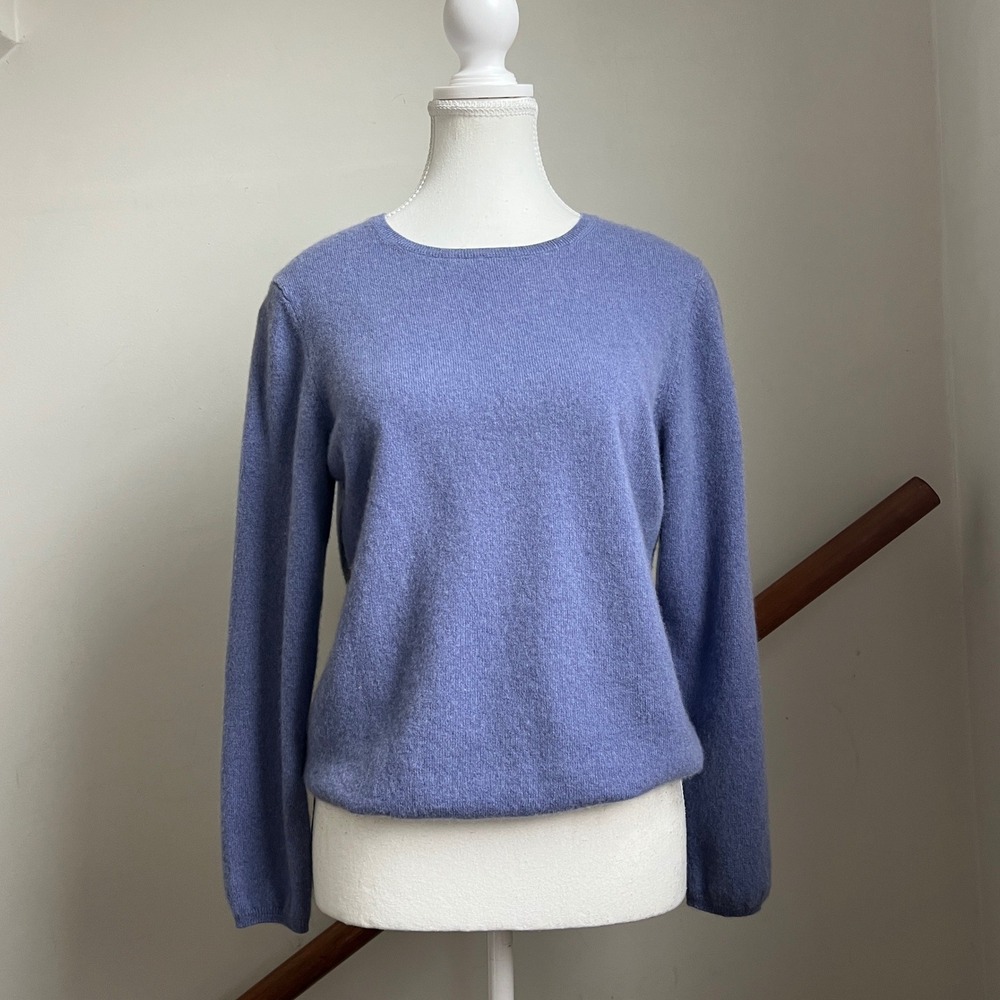 Charter Club Cashmere Sweater Size Large Purple Periwinkle Crewneck Long Sleeve